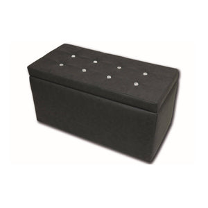 Pouf contenitore in Felicita, colore grigio, Misure 90 x 45 x 45 cm