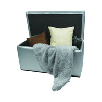 Pouf contenitore in Felicita, colore argento, Misure 90 x 45 x 45 cm