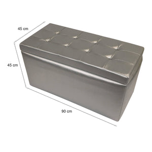 Pouf contenitore in Felicita, colore argento, Misure 90 x 45 x 45 cm