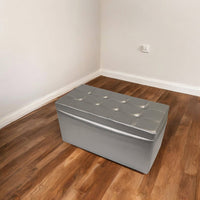 Pouf contenitore in Felicita, colore argento, Misure 90 x 45 x 45 cm