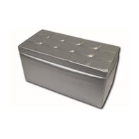 Pouf contenitore in Felicita, colore argento, Misure 90 x 45 x 45 cm