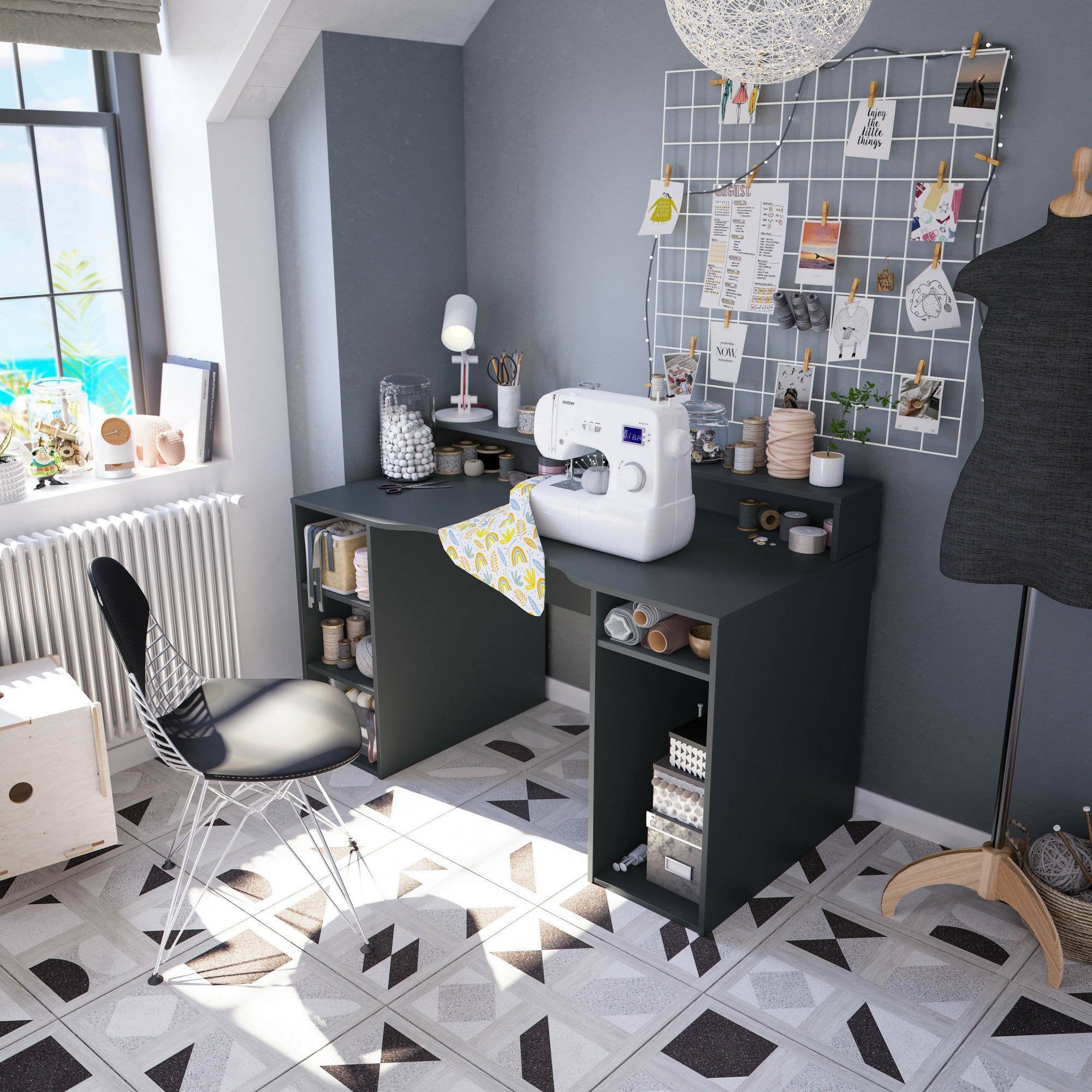 Arcane, Scrivania Modulabile, 136x67x88h cm Nero Antracite