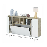Madia Crisantemo, Credenza 2 Ripiani, 150x41x76h cm Bianco