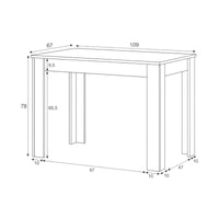 Tavolo fisso Anat, Tavolo per sala pranzo, Tavolo consolle moderno per salotto o cucina, cm 109x67x78, Bianco e Rovere