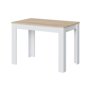 Tavolo fisso Anat, Tavolo per sala pranzo, Tavolo consolle moderno per salotto o cucina, cm 109x67x78, Bianco e Rovere