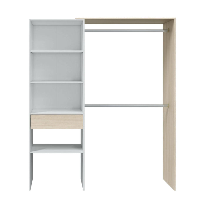 Guardaroba Amico, Struttura per cabina armadio, Armadio aperto senza ante, Cabina armadio, cm 158x40h187, Bianco e Rovere