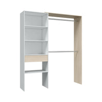 Guardaroba Amico, Struttura per cabina armadio, Armadio aperto senza ante, Cabina armadio, cm 158x40h187, Bianco e Rovere