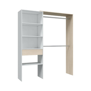 Guardaroba Amico, Struttura per cabina armadio, Armadio aperto senza ante, Cabina armadio, cm 158x40h187, Bianco e Rovere