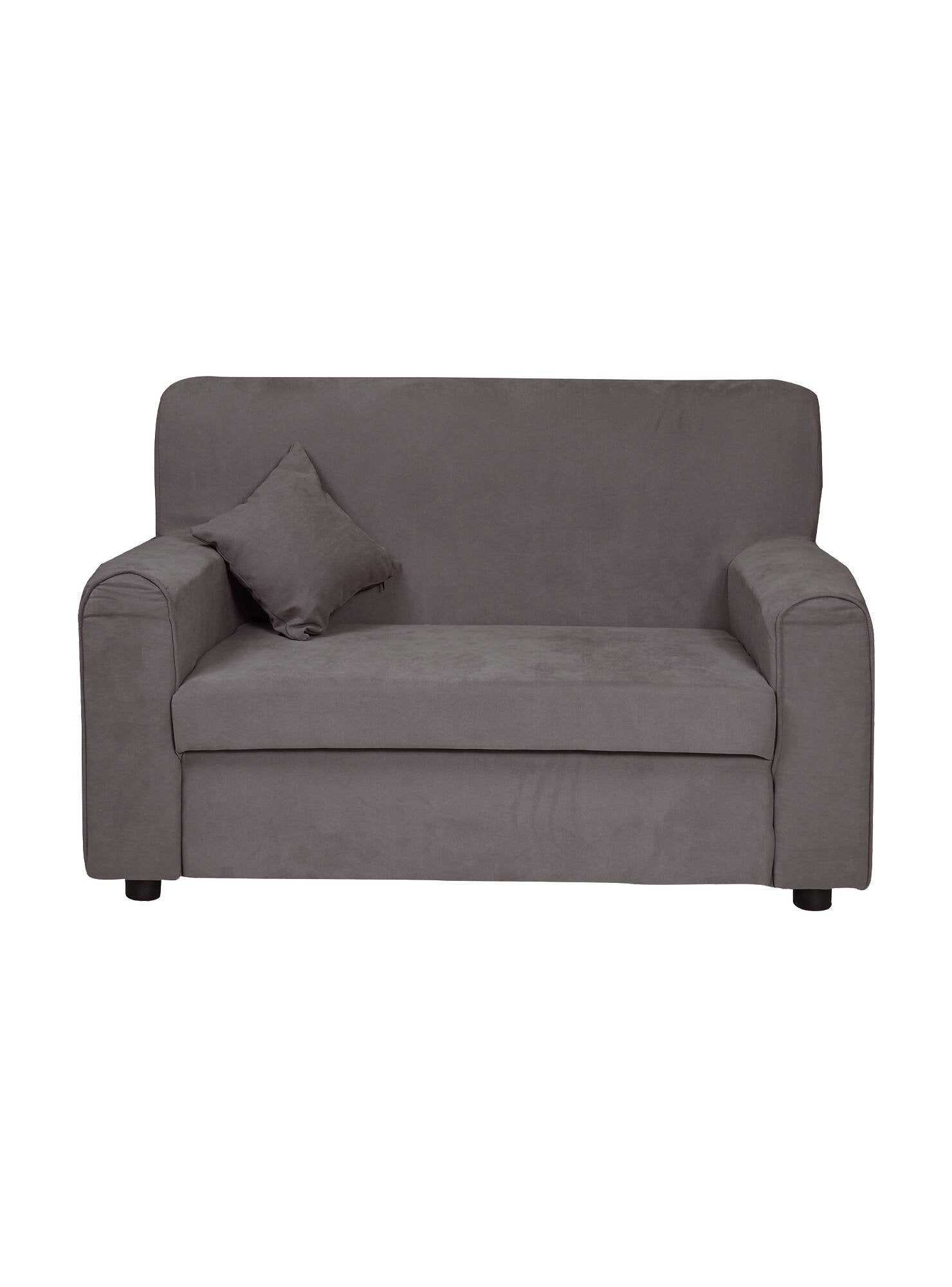 Divano fisso Andreia, Sofa da soggiorno moderno a 2 posti in tessuto , con braccioli e 2 cuscini inclusi, Made in Italy, Cm 125x73h85, Grigio