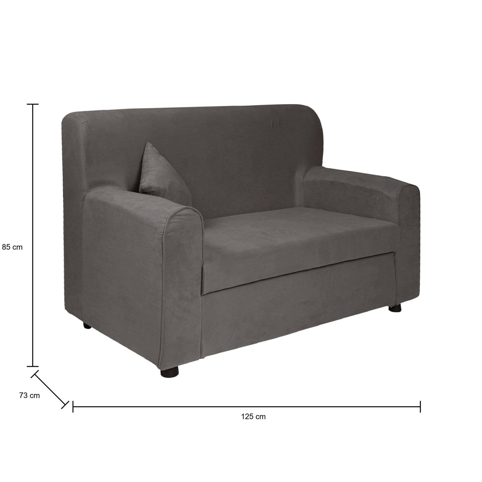 Divano fisso Andreia, Sofa da soggiorno moderno a 2 posti in tessuto , con braccioli e 2 cuscini inclusi, Made in Italy, Cm 125x73h85, Grigio