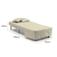 Divano Letto Andreou, Divano singolo, Made in Italy, Poltrona soggiorno con apertura a carrello, in tessuto imbottito, con cuscini inclusi, cm 85x90h85, colore Beige