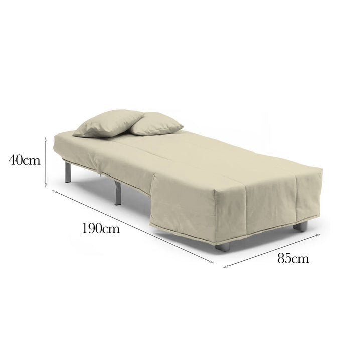 Divano Letto Andreou, Divano singolo, Made in Italy, Poltrona soggiorno con apertura a carrello, in tessuto imbottito, con cuscini inclusi, cm 85x90h85, colore Beige