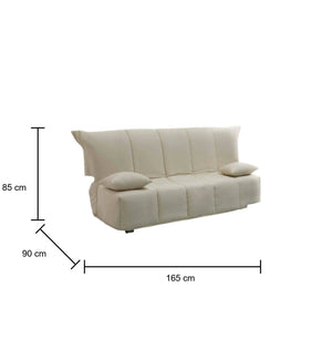 Divano Letto Antal, Divano a 3 posti, Made in Italy, SofÒ  Soggiorno con apertura a carrello con apertura a carrello, in tessuto imbottito, con cuscini inclusi, cm 165x90h85, colore Beige