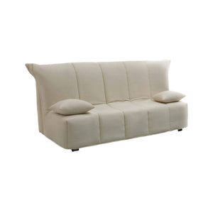 Divano Letto Antal, Divano a 3 posti, Made in Italy, SofÒ  Soggiorno con apertura a carrello con apertura a carrello, in tessuto imbottito, con cuscini inclusi, cm 165x90h85, colore Beige