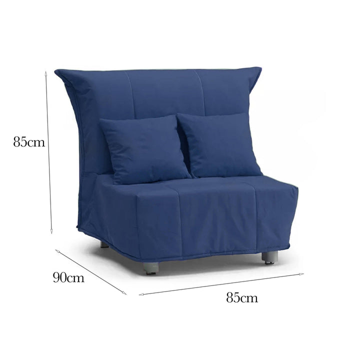 Divano Letto Andreou, Divano singolo, Made in Italy, Poltrona soggiorno con apertura a carrello, in tessuto imbottito, con cuscini inclusi, cm 85x90h85, colore Blu