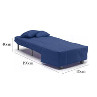 Divano Letto Andreou, Divano singolo, Made in Italy, Poltrona soggiorno con apertura a carrello, in tessuto imbottito, con cuscini inclusi, cm 85x90h85, colore Blu