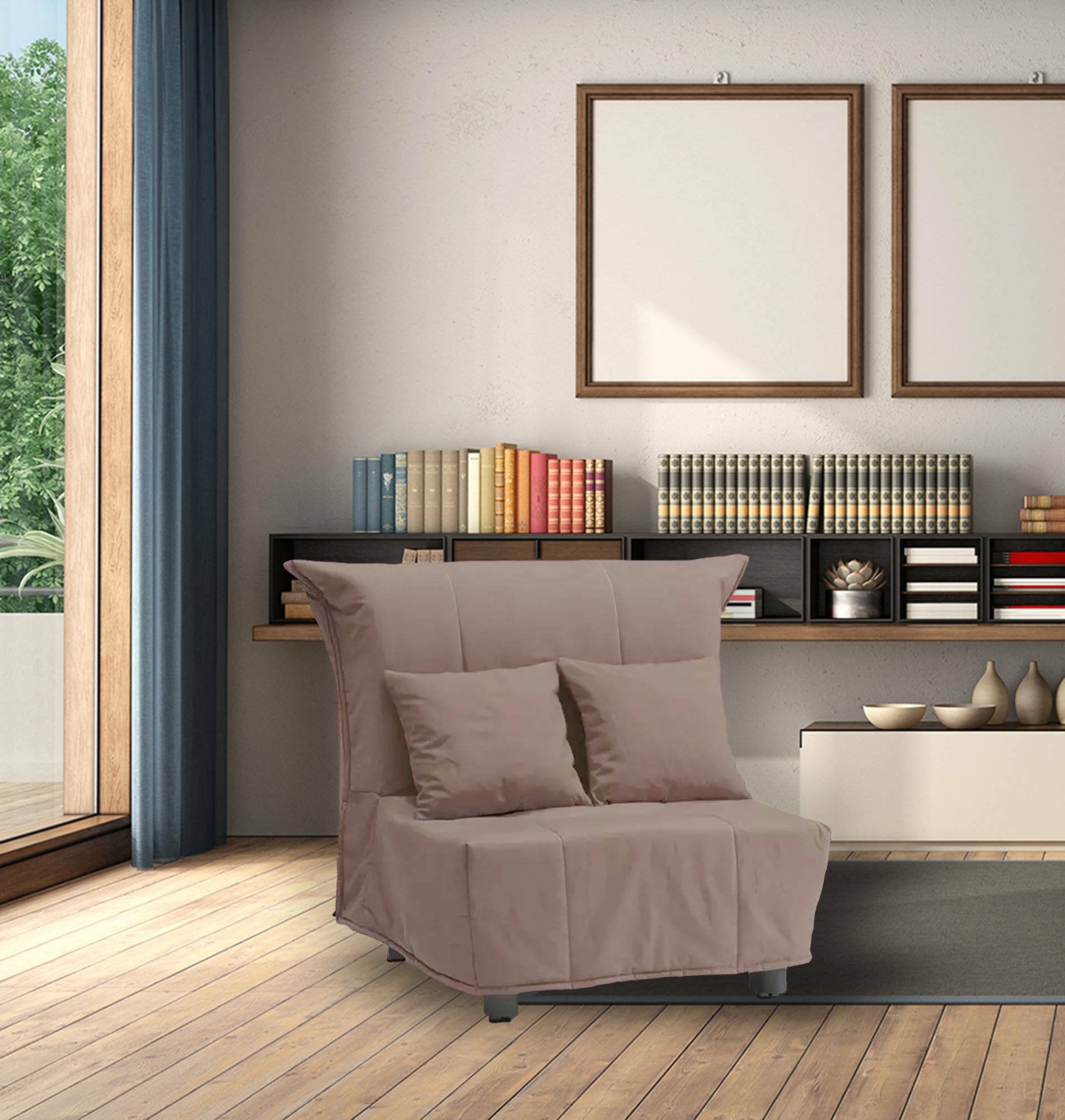 Poltroncina Andreou, Poltrona Sfoderabile Made in Italy, 85x90x85h cm Grigio Tortora