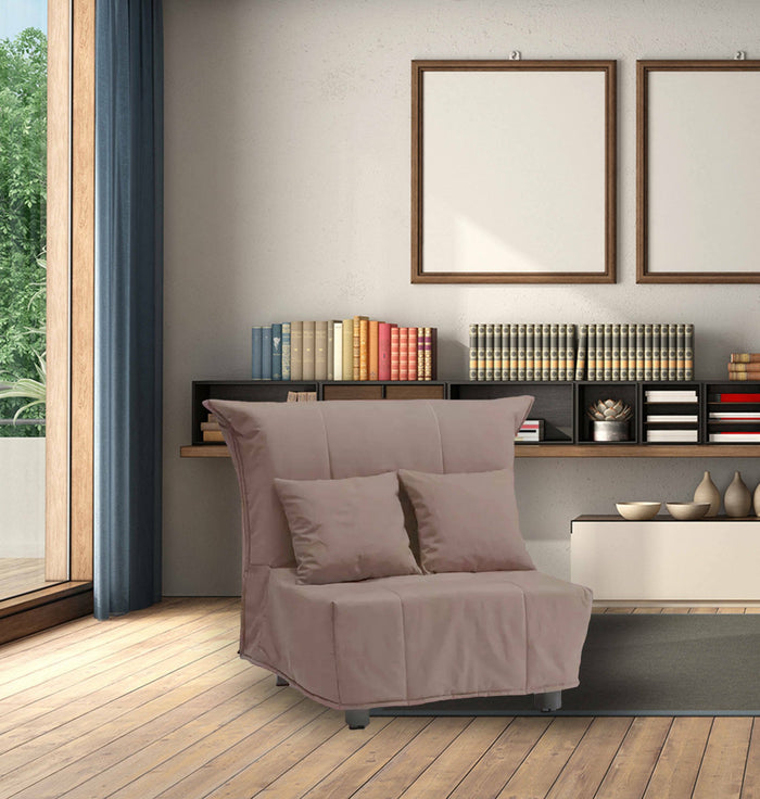 Poltroncina Andreou, Poltrona Sfoderabile Made in Italy, 85x90x85h cm Grigio Tortora