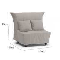 Divano Letto Andreou, Divano singolo, Made in Italy, Poltrona soggiorno con apertura a carrello, in tessuto imbottito, con cuscini inclusi, cm 85x90h85, colore Grigio