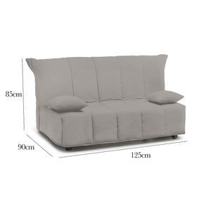 Divano Letto Ariska, Divano a 2 posti, Made in Italy, SofÒ  Soggiorno con apertura a carrello con apertura a carrello, in tessuto imbottito, con cuscini inclusi, cm 125x90h85, colore Grigio
