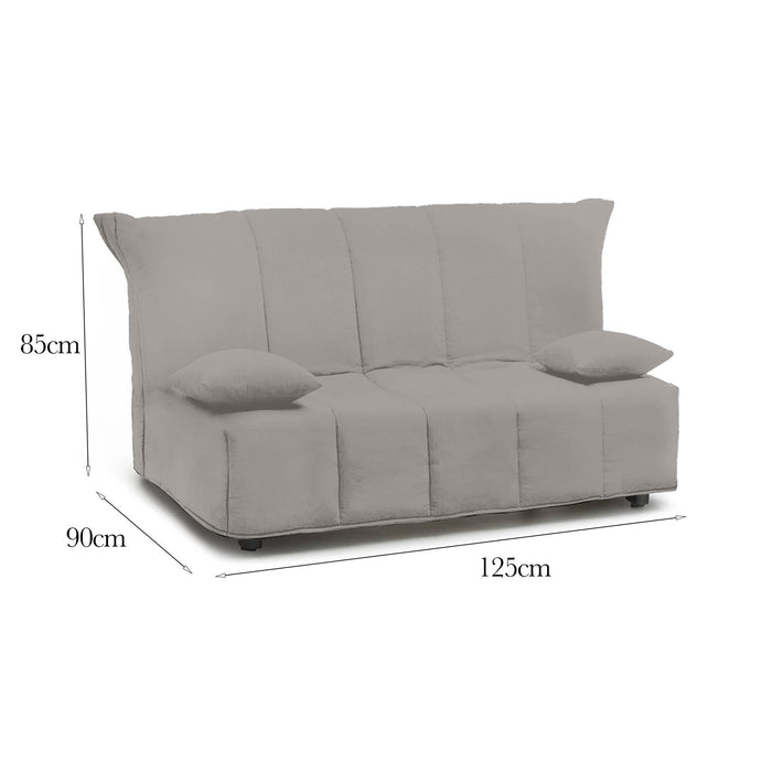 Divano Letto Ariska, Divano a 2 posti, Made in Italy, SofÒ  Soggiorno con apertura a carrello con apertura a carrello, in tessuto imbottito, con cuscini inclusi, cm 125x90h85, colore Grigio