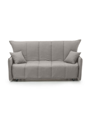 Divano Letto Antal, Divano a 3 posti, Made in Italy, SofÒ  Soggiorno con apertura a carrello con apertura a carrello, in tessuto imbottito, con cuscini inclusi, cm 165x90h85, colore Grigio