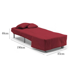 Divano Letto Andreou, Divano singolo, Made in Italy, Poltrona soggiorno con apertura a carrello, in tessuto imbottito, con cuscini inclusi, cm 85x90h85, colore Rosso