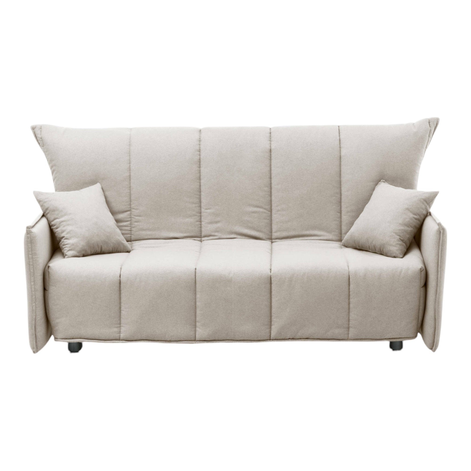 Divano Letto Ardis, Divano a 3 posti, Made in Italy, SofÒ  Soggiorno con apertura a carrello con apertura a carrello, in tessuto imbottito, con Braccioli standard, cm 190x90h85, colore Beige