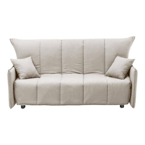 Divano Letto Ardis, Divano a 3 posti, Made in Italy, SofÒ  Soggiorno con apertura a carrello con apertura a carrello, in tessuto imbottito, con Braccioli standard, cm 190x90h85, colore Beige