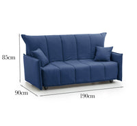 Divano Letto Ardis, Divano a 3 posti, Made in Italy, SofÒ  Soggiorno con apertura a carrello con apertura a carrello, in tessuto imbottito, con Braccioli standard, cm 190x90h85, colore Blu