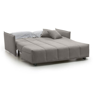 Divano Letto Alaric, Divano a 2 posti, Made in Italy, SofÒ  Soggiorno con apertura a carrello con apertura a carrello, in tessuto imbottito, con Braccioli standard, cm 150x90h85, colore Grigio