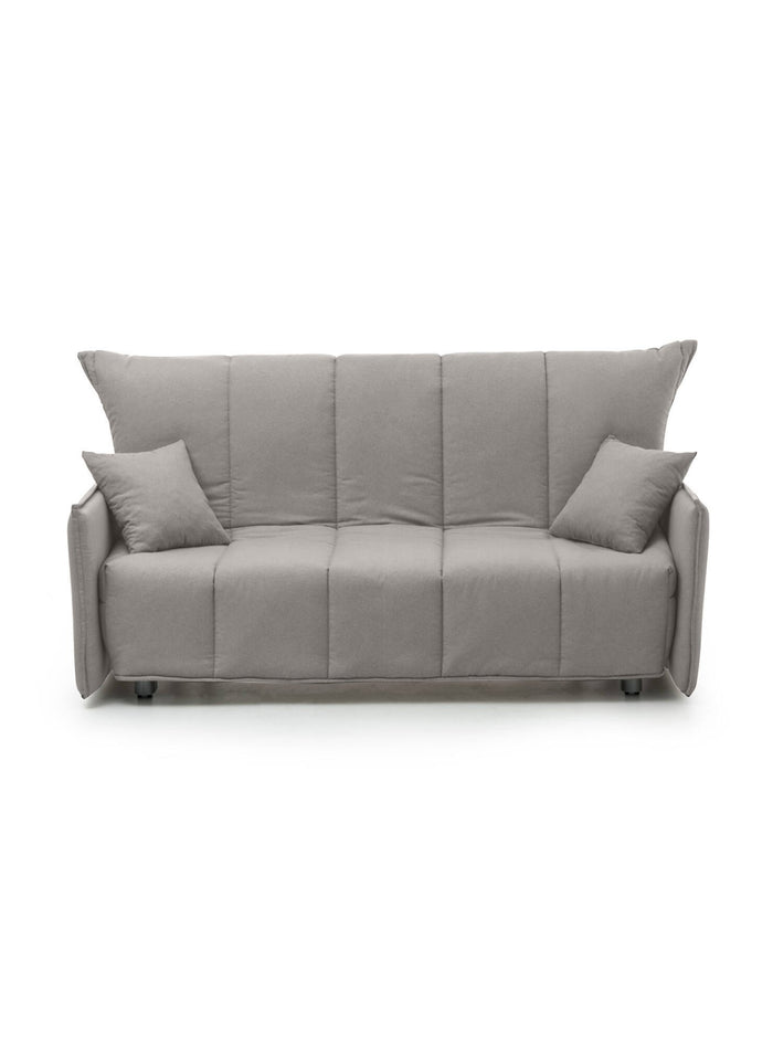 Divano Letto Alaric, Divano a 2 posti, Made in Italy, SofÒ  Soggiorno con apertura a carrello con apertura a carrello, in tessuto imbottito, con Braccioli standard, cm 150x90h85, colore Grigio