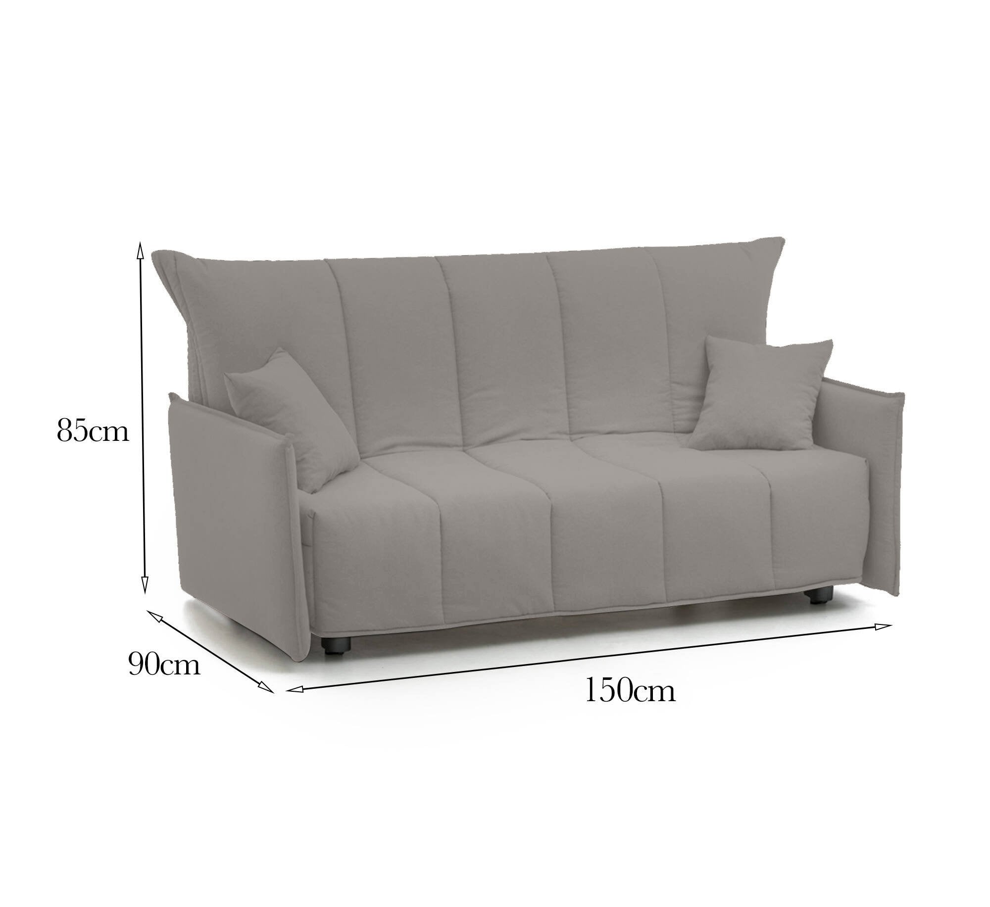 Divano Letto Alaric, Divano a 2 posti, Made in Italy, SofÒ  Soggiorno con apertura a carrello con apertura a carrello, in tessuto imbottito, con Braccioli standard, cm 150x90h85, colore Grigio