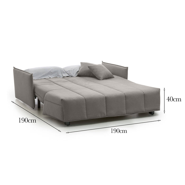 Divano Letto Ardis, Divano a 3 posti, Made in Italy, SofÒ  Soggiorno con apertura a carrello con apertura a carrello, in tessuto imbottito, con Braccioli standard, cm 190x90h85, colore Grigio