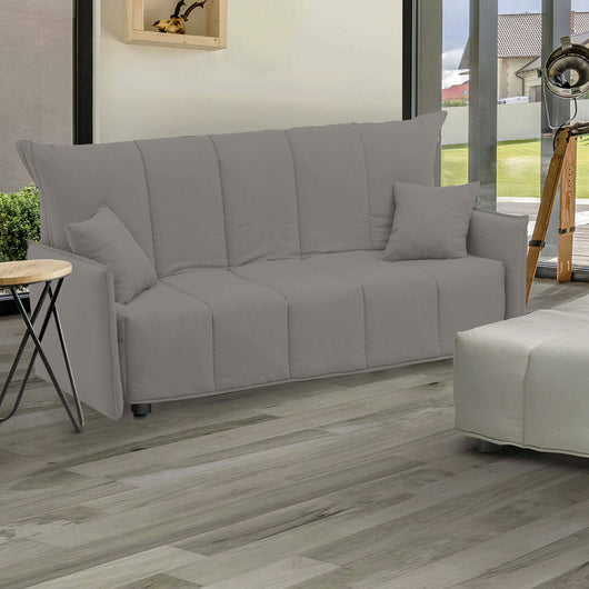 Divano Letto Ardis, Divano a 3 posti, Made in Italy, SofÒ  Soggiorno con apertura a carrello con apertura a carrello, in tessuto imbottito, con Braccioli standard, cm 190x90h85, colore Grigio