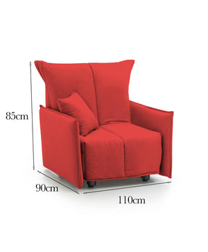 Divano Letto Atlantis, Divano singolo, Made in Italy, Poltrona soggiorno con apertura a carrello, in tessuto imbottito, con Braccioli standard, cm 110x90h85, colore Rosso