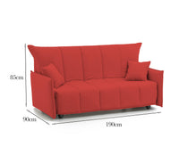 Divano Letto Ardis, Divano a 3 posti, Made in Italy, SofÒ  Soggiorno con apertura a carrello con apertura a carrello, in tessuto imbottito, con Braccioli standard, cm 190x90h85, colore Rosso