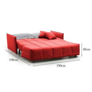 Divano Letto Ardis, Divano a 3 posti, Made in Italy, SofÒ  Soggiorno con apertura a carrello con apertura a carrello, in tessuto imbottito, con Braccioli standard, cm 190x90h85, colore Rosso