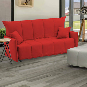 Divano Letto Ardis, Divano a 3 posti, Made in Italy, SofÒ  Soggiorno con apertura a carrello con apertura a carrello, in tessuto imbottito, con Braccioli standard, cm 190x90h85, colore Rosso