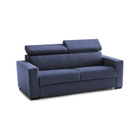 Divano Letto Annalara, Divano a 2 posti, Made in Italy, SofÒ  Soggiorno con apertura girevole, con poggiatesta regolabili e Braccioli standard, cm 180x95h85, Blu