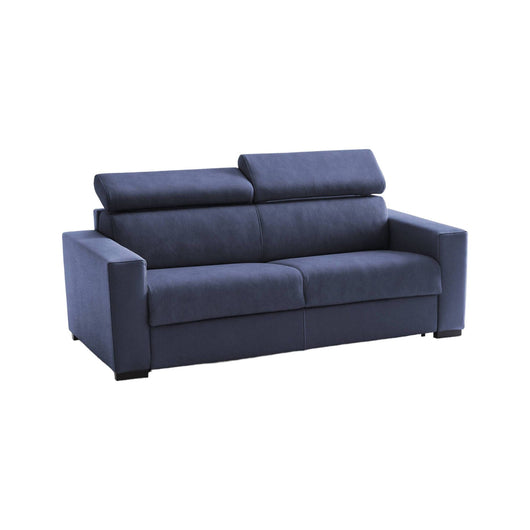 Divano Letto Amalfi, Divano a 2 posti Large, Made in Italy, SofÒ  Soggiorno con apertura girevole, con poggiatesta regolabili e Braccioli standard, cm 200x95h85, Blu