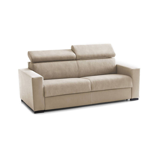 Divano Letto Aieie, Divano a 2 posti Large, Made in Italy, SofÒ  Soggiorno con apertura girevole, con poggiatesta regolabili e Braccioli slim, cm 180x95h85, Beige