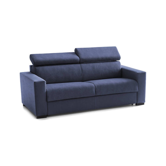 Divano Letto Aieie, Divano a 2 posti Large, Made in Italy, SofÒ  Soggiorno con apertura girevole, con poggiatesta regolabili e Braccioli slim, cm 180x95h85, Blu