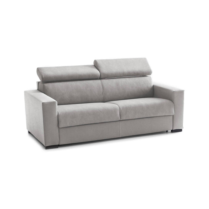Divano Letto Aieie, Divano a 2 posti Large, Made in Italy, SofÒ  Soggiorno con apertura girevole, con poggiatesta regolabili e Braccioli slim, cm 180x95h85, Grigio