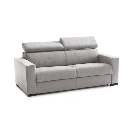 Divano Letto Algo, Divano a 3 posti, Made in Italy, SofÒ  Soggiorno con apertura girevole, con poggiatesta regolabili e Braccioli slim, cm 200x95h85, Grigio