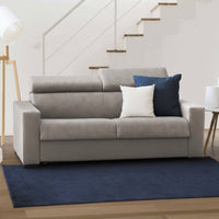 Divano Letto Alinia, Divano a 2 posti, Made in Italy, SofÒ  Soggiorno con apertura girevole, con poggiatesta regolabili e Braccioli slim, cm 160x95h85, Tortora