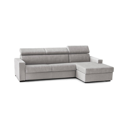 Divano Letto Allevatore, Divano ad angolo, Made in Italy, SofÒ  con apertura girevole, con Penisola contenitore Destra, con Braccioli standard, cm 280x95h85, Grigio