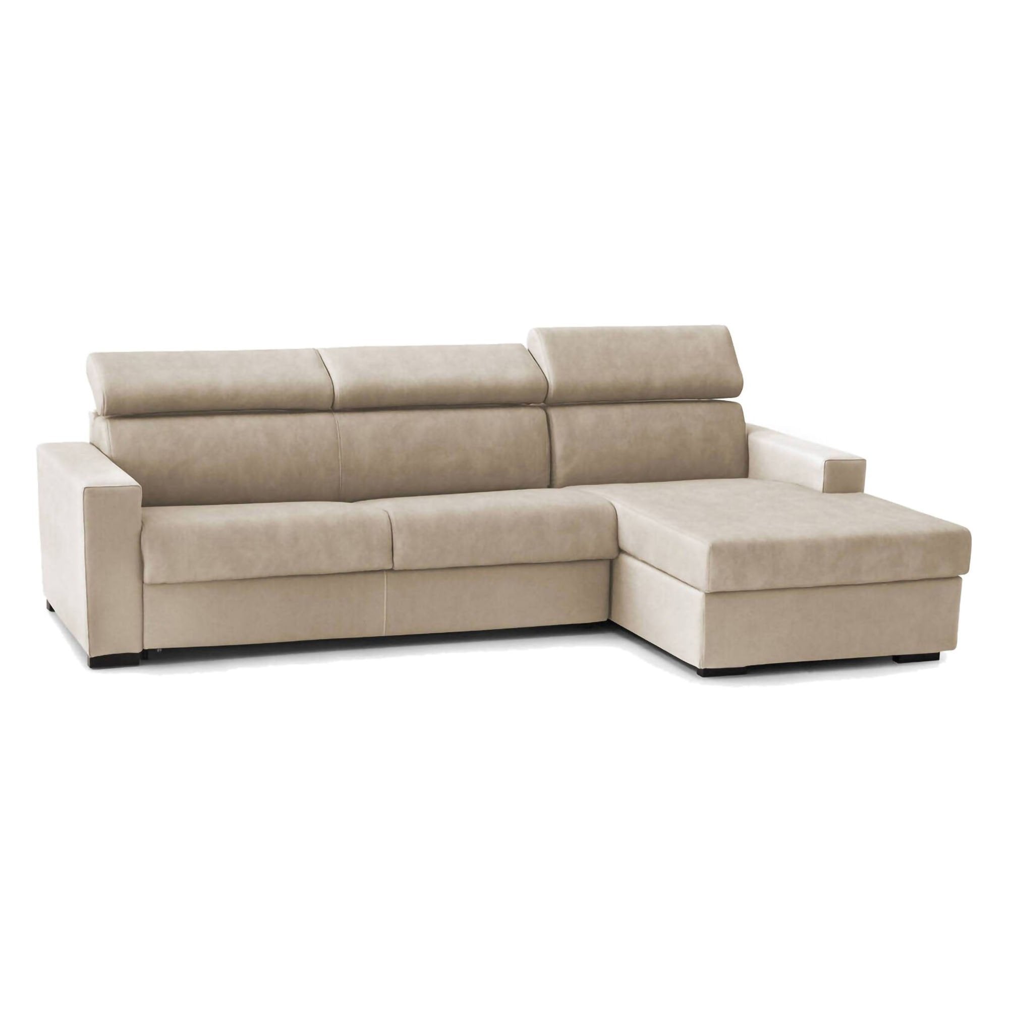 Alibella, Divano Letto con Penisola Sfoderabile Made in Italy, 260x95 cm Beige