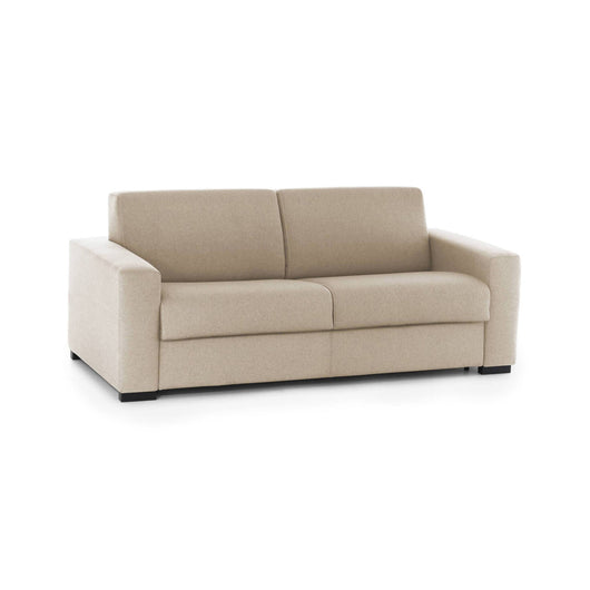 Divano Letto Asimi, Divano a 2 posti, Made in Italy, SofÒ  Soggiorno con apertura girevole, in tessuto imbottito, con Braccioli standard, cm 180x95h90, Beige