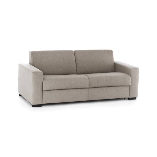 Divano Letto Asimi, Divano a 2 posti, Made in Italy, SofÒ  Soggiorno con apertura girevole, in tessuto imbottito, con Braccioli standard, cm 180x95h90, Tortora